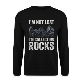 Ich bin nicht verloren Ich sammle Steine Lustige Geologie - Unisex Pullover - Schwarz - Vorne - Alina (178cm) & Michal (187cm)