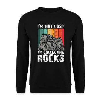 Ich bin nicht verloren Ich sammle Steine Lustige Geologie - Unisex Pullover - Schwarz - Vorne - Alina (178cm) & Michal (187cm)