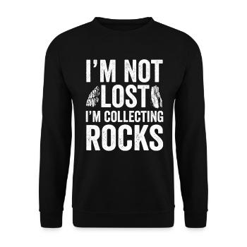 Ich bin nicht verloren Ich sammle Steine Lustige Geologie - Unisex Pullover - Schwarz - Vorne - Alina (178cm) & Michal (187cm)
