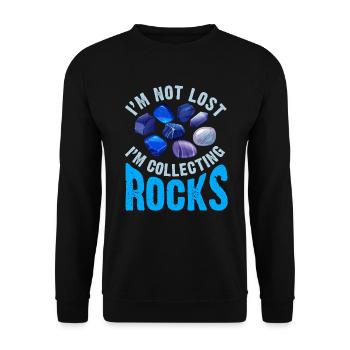 Ich bin nicht verloren Ich sammle Steine Lustige Geologie - Unisex Pullover - Schwarz - Vorne - Alina (178cm) & Michal (187cm)