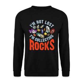 Ich bin nicht verloren Ich sammle Steine Lustige Geologie - Unisex Pullover - Schwarz - Vorne - Alina (178cm) & Michal (187cm)