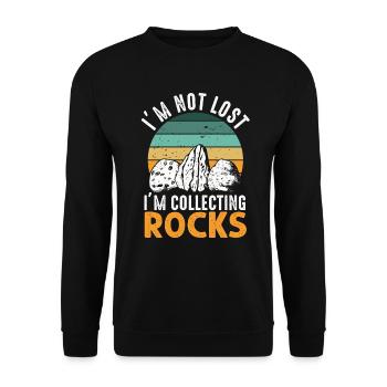 Ich bin nicht verloren Ich sammle Steine Lustige Geologie - Unisex Pullover - Schwarz - Vorne - Alina (178cm) & Michal (187cm)