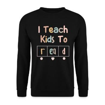 I Teach Kids To Read Science Teachers Reading - Unisex Sweatshirt - black - Front - Alina (178cm) & Michal (187cm)