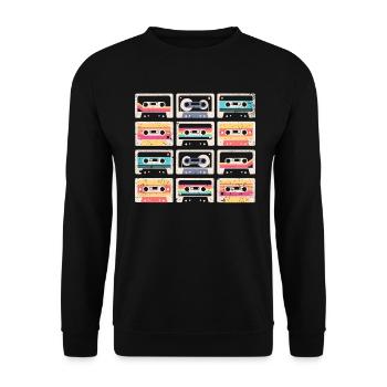 Cassette des années 80 Cassette de remontage de crayon des années 1990 - Sweat-shirt Unisexe - noir - Devant - Alina (178cm) & Michal (187cm)