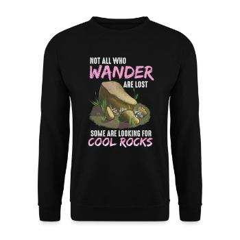 Wander Some Looking For Cool Rocks - Unisex Sweatshirt - black - Front - Alina (178cm) & Michal (187cm)
