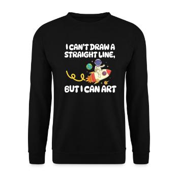 Je ne peux pas tracer une ligne droite mais je peux Art - Sweat-shirt Unisexe - noir - Devant - Alina (178cm) & Michal (187cm)