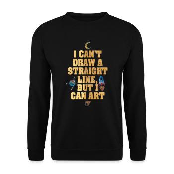 Je ne peux pas tracer une ligne droite mais je peux Art - Sweat-shirt Unisexe - noir - Devant - Alina (178cm) & Michal (187cm)