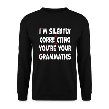 Je corrige silencieusement votre grammaire - Sweat-shirt Unisexe - noir - Devant - Alina (178cm) & Michal (187cm)