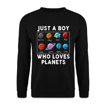 Just A Boy Who Loves Planets Solar System - Unisex Sweatshirt - black - Front - Alina (178cm) & Michal (187cm)