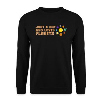 Nur ein Junge, der Planeten Sonnensystem liebt - Unisex Pullover - Schwarz - Vorne - Alina (178cm) & Michal (187cm)