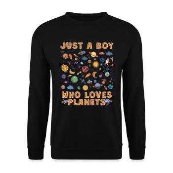 Juste un garçon qui aime les planètes du système solaire - Sweat-shirt Unisexe - noir - Devant - Alina (178cm) & Michal (187cm)
