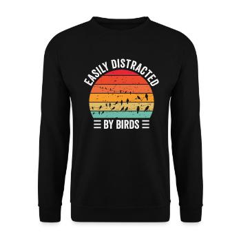 Easily Distracted By Birds Bird Lover - Unisex Sweatshirt - black - Front - Alina (178cm) & Michal (187cm)