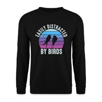 Easily Distracted By Birds Bird Lover - Unisex Sweatshirt - black - Front - Alina (178cm) & Michal (187cm)