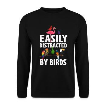 Easily Distracted By Birds Bird Lover - Unisex Sweatshirt - black - Front - Alina (178cm) & Michal (187cm)