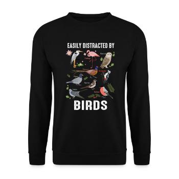 Easily Distracted By Birds Bird Lover - Unisex Sweatshirt - black - Front - Alina (178cm) & Michal (187cm)