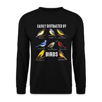 Easily Distracted By Birds Bird Lover - Unisex Sweatshirt - black - Front - Alina (178cm) & Michal (187cm)