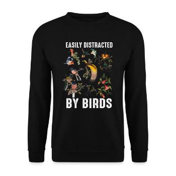 Easily Distracted By Birds Bird Lover - Unisex Sweatshirt - black - Front - Alina (178cm) & Michal (187cm)