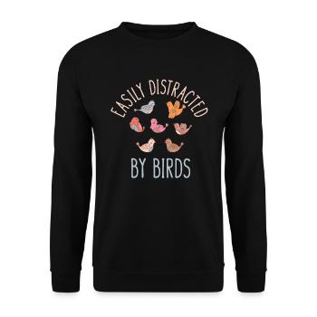 Easily Distracted By Birds Bird Lover - Unisex Sweatshirt - black - Front - Alina (178cm) & Michal (187cm)