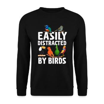 Easily Distracted By Birds Bird Lover - Unisex Sweatshirt - black - Front - Alina (178cm) & Michal (187cm)