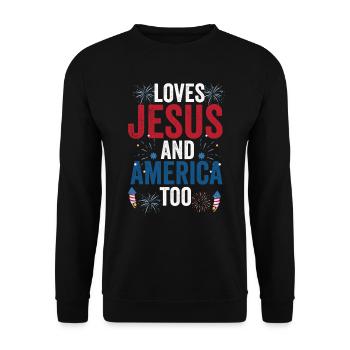 Loves Jesus and America Too God Christian - Unisex Sweatshirt - black - Front - Alina (178cm) & Michal (187cm)