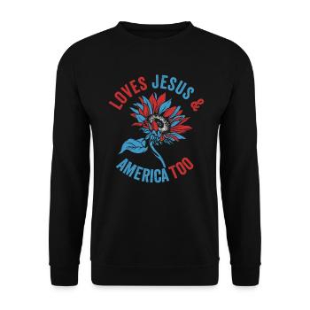 Loves Jesus and America Too God Christian - Unisex Sweatshirt - black - Front - Alina (178cm) & Michal (187cm)