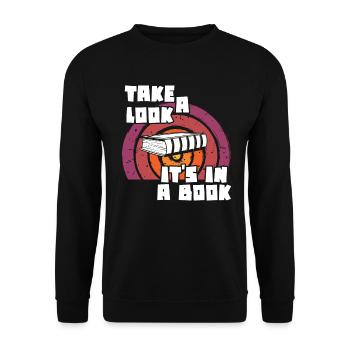 Jetez un coup d’œil C’est dans un rat de bibliothèque de lecture de livre - Sweat-shirt Unisexe - noir - Devant - Alina (178cm) & Michal (187cm)