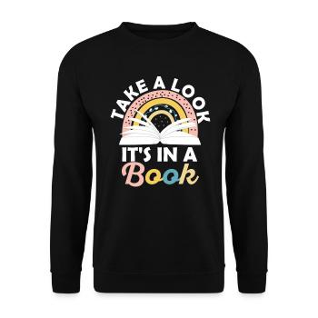 Jetez un coup d’œil C’est dans un rat de bibliothèque de lecture de livre - Sweat-shirt Unisexe - noir - Devant - Alina (178cm) & Michal (187cm)