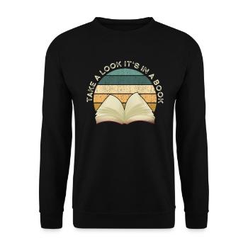 Jetez un coup d’œil C’est dans un rat de bibliothèque de lecture de livre - Sweat-shirt Unisexe - noir - Devant - Alina (178cm) & Michal (187cm)