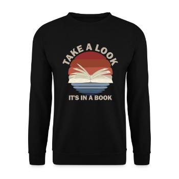 Jetez un coup d’œil C’est dans un rat de bibliothèque de lecture de livre - Sweat-shirt Unisexe - noir - Devant - Alina (178cm) & Michal (187cm)