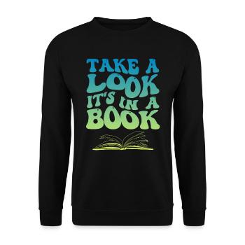 Jetez un coup d’œil C’est dans un rat de bibliothèque de lecture de livre - Sweat-shirt Unisexe - noir - Devant - Alina (178cm) & Michal (187cm)