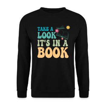 Jetez un oeil, c'est dans un livre, rat de bibliothèque en train de lire - Sweat-shirt Unisexe - noir - Devant - Alina (178cm) & Michal (187cm)