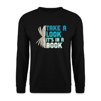 Jetez un coup d’œil C’est dans un rat de bibliothèque de lecture de livre - Sweat-shirt Unisexe - noir - Devant - Alina (178cm) & Michal (187cm)