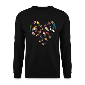 Lustiger Vogelbeobachter Vogelbeobachtung - Unisex Pullover - Schwarz - Vorne - Alina (178cm) & Michal (187cm)