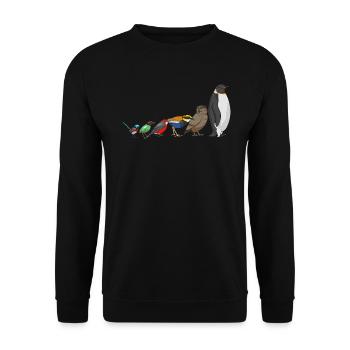 Lustiger Vogelbeobachter Vogelbeobachtung - Unisex Pullover - Schwarz - Vorne - Alina (178cm) & Michal (187cm)