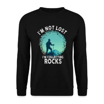 Je ne suis pas perdu Je collectionne des roches Drôle de géologie - Sweat-shirt Unisexe - noir - Devant - Alina (178cm) & Michal (187cm)