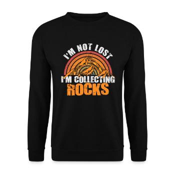 Je ne suis pas perdu Je collectionne des roches Drôle de géologie - Sweat-shirt Unisexe - noir - Devant - Alina (178cm) & Michal (187cm)