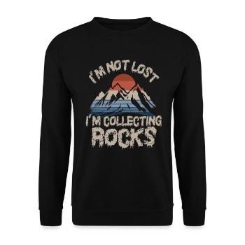 Ich bin nicht verloren Ich sammle Steine Lustige Geologie - Unisex Pullover - Schwarz - Vorne - Alina (178cm) & Michal (187cm)
