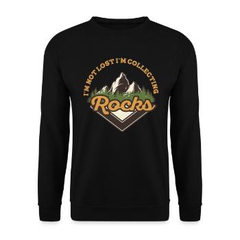 Ich bin nicht verloren Ich sammle Steine Lustige Geologie - Unisex Pullover - Schwarz - Vorne - Alina (178cm) & Michal (187cm)