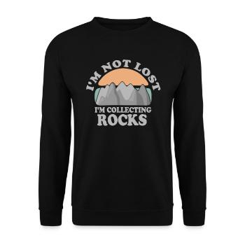Ich bin nicht verloren Ich sammle Steine Lustige Geologie - Unisex Pullover - Schwarz - Vorne - Alina (178cm) & Michal (187cm)