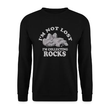 Ich bin nicht verloren Ich sammle Steine Lustige Geologie - Unisex Pullover - Schwarz - Vorne - Alina (178cm) & Michal (187cm)