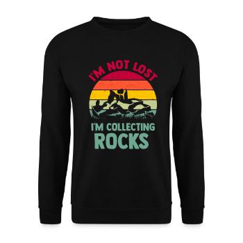 Ich bin nicht verloren Ich sammle Steine Lustige Geologie - Unisex Pullover - Schwarz - Vorne - Alina (178cm) & Michal (187cm)