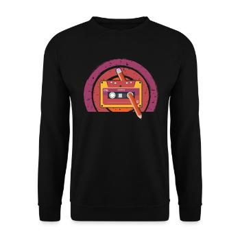 80's Cassette Tape 1990s Pencil Winding Cassette - Unisex Sweatshirt - black - Front - Alina (178cm) & Michal (187cm)