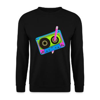 80's Cassette Tape 1990s Pencil Winding Cassette - Unisex Sweatshirt - black - Front - Alina (178cm) & Michal (187cm)