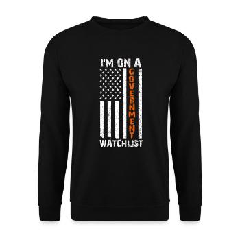 Ich stehe auf einer Beobachtungsliste der Regierung - Unisex Pullover - Schwarz - Vorne - Alina (178cm) & Michal (187cm)