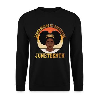 Juneteenth 1865 Remembering My Ancestors - Unisex Sweatshirt - black - Front - Alina (178cm) & Michal (187cm)