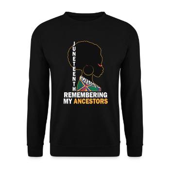 Juneteenth 1865 Remembering My Ancestors - Unisex Sweatshirt - black - Front - Alina (178cm) & Michal (187cm)