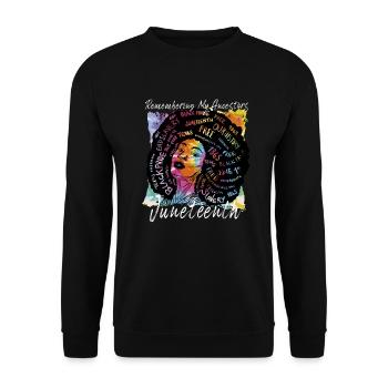Juneteenth 1865 Remembering My Ancestors - Unisex Sweatshirt - black - Front - Alina (178cm) & Michal (187cm)