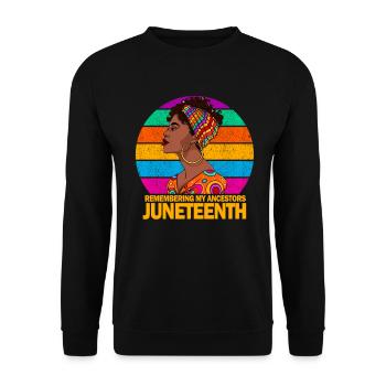 Juneteenth 1865 Remembering My Ancestors - Unisex Sweatshirt - black - Front - Alina (178cm) & Michal (187cm)