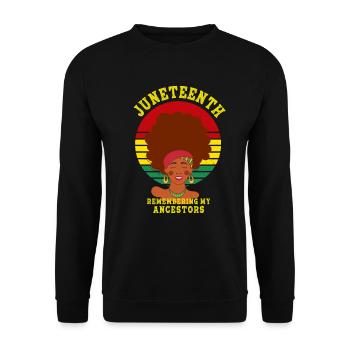 Juneteenth 1865 Remembering My Ancestors - Unisex Sweatshirt - black - Front - Alina (178cm) & Michal (187cm)