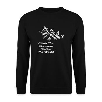 Erklimmen Sie den Berg, um die Welt zu sehen - Unisex Pullover - Schwarz - Vorne - Alina (178cm) & Michal (187cm)